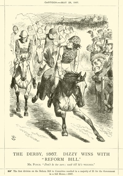 Derbyet, 1867, Dizzy vinder med Reform Bill af after John Tenniel