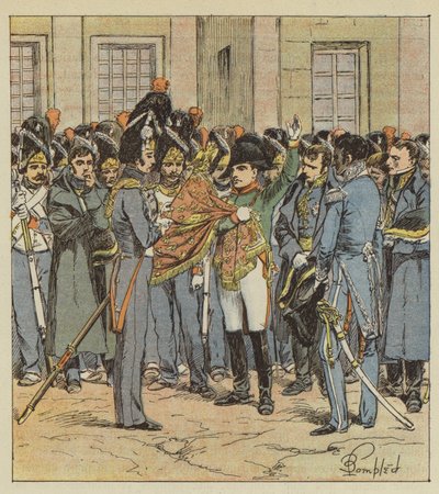 Napoleons farvel til hans garde i Fontainebleau af after Louis Charles Bombled