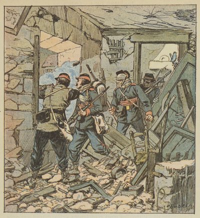 Alarm af 74. mobiler i ruinerne af Varize af after Louis Charles Bombled