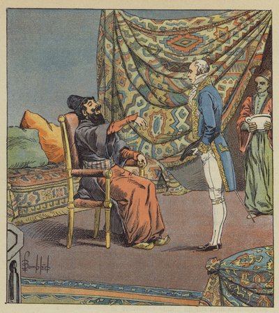 Asker-Khan, Persiens ambassadør, tager de Marbois, præsident for Revisionsretten, til lægen af after Louis Charles Bombled
