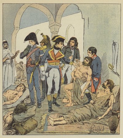 Bonaparte besøger Jaffas plager af after Louis Charles Bombled