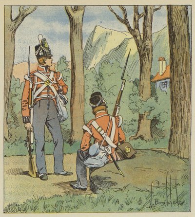 Det var her, de to engelske soldater var stationeret for at holde øje med os af after Louis Charles Bombled