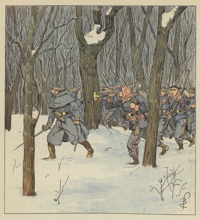Bajonetangreb, under træ, af Sarthe-mobilerne af after Louis Charles Bombled