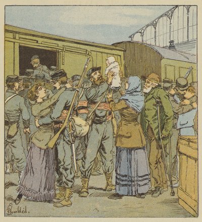 Indskibning af franc-tireurs fra Paris af after Louis Charles Bombled