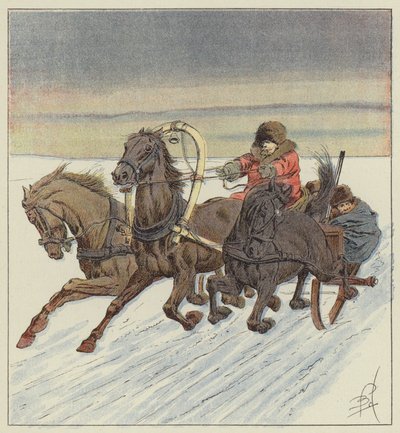 I trojka på Baikal af after Louis Charles Bombled