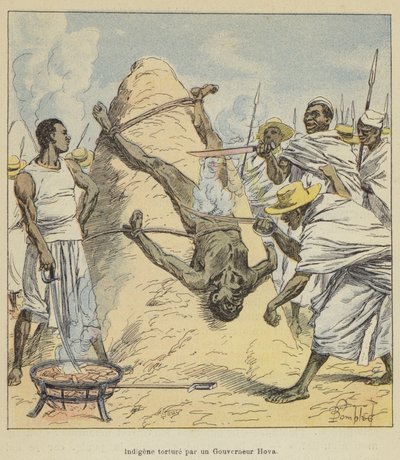 Indfødt tortur af guvernør Hova af after Louis Charles Bombled
