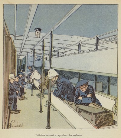Interiør af skib, der hjemsender patienter af after Louis Charles Bombled
