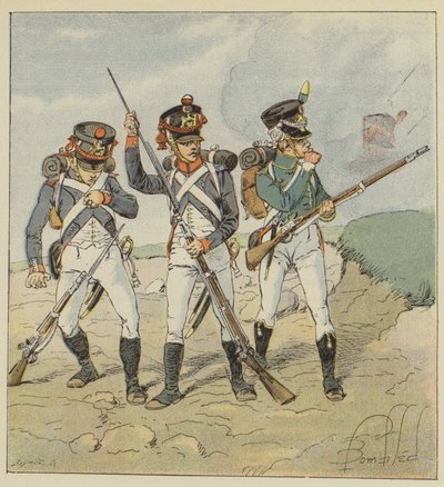 Ung garde, 1806, værnepligtig-grenader, tirailleur-grenader, flanker-jæger af after Louis Charles Bombled