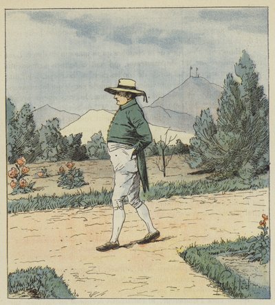 Kejseren er nået til haven, hvor han har lavet et par tricks, alene af after Louis Charles Bombled