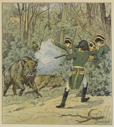 Kejseren ornejagt i Marly-skoven af after Louis Charles Bombled