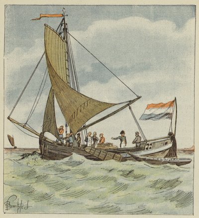 Kejseren donerer et skib til en hollandsk pilot af after Louis Charles Bombled