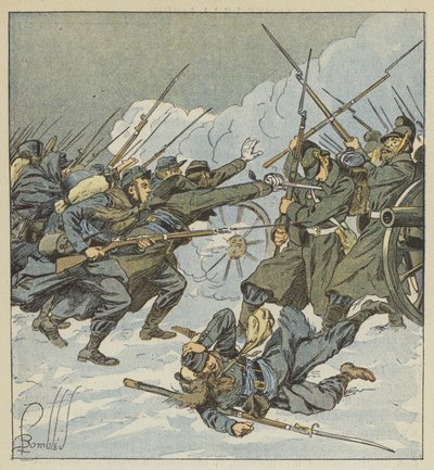 Boudot-firmaet, af de 11. chasseurs, kører på et tysk batteri af after Louis Charles Bombled