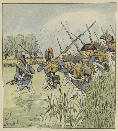 Den franske hær krydser Piave af after Louis Charles Bombled