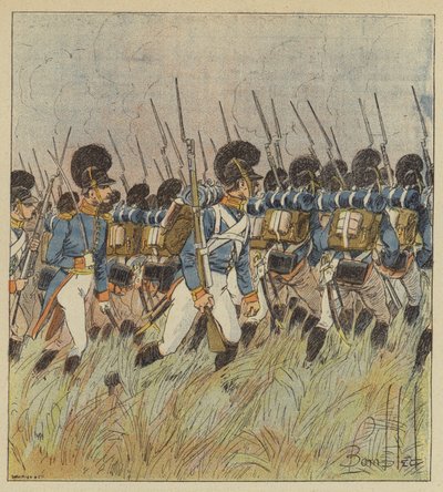 Midten af ​​den franske linje blev bevogtet af bayerne af after Louis Charles Bombled