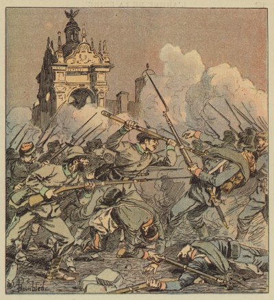 Nattekampen på pladsen af after Louis Charles Bombled