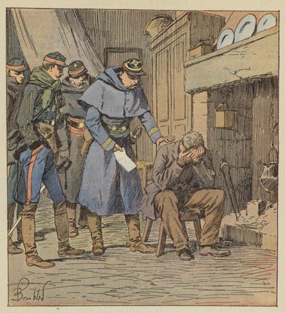 Kommandant Safflet giver landmand Blanchet en kupon på 875 francs fra korpsets fond af after Louis Charles Bombled