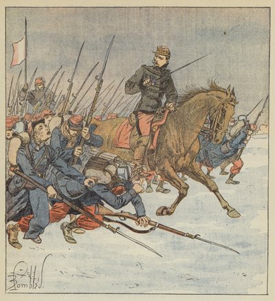 General Deflandre træner bataljon til at angribe Layes af after Louis Charles Bombled