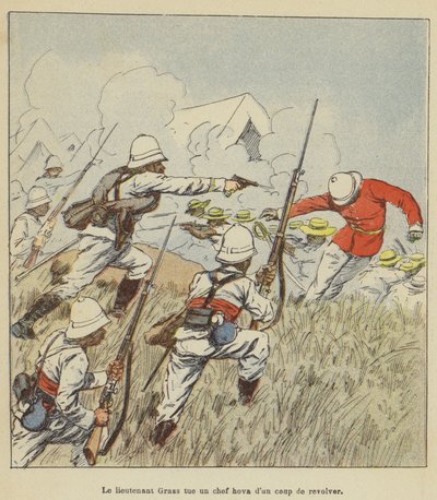 Løjtnant Grass dræber en Hova-chef med et pistolskud af after Louis Charles Bombled