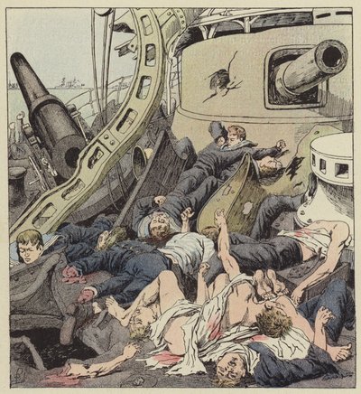 Varyag-broen efter kampen den 9. februar af after Louis Charles Bombled