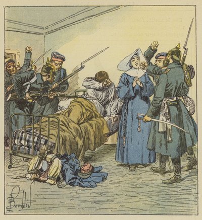 Preusserne har ambulancen på boulevard Negrier af after Louis Charles Bombled