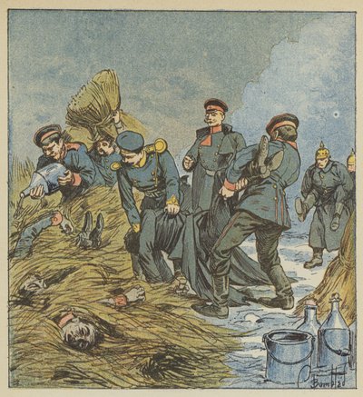 Preusserne brænder deres døde af after Louis Charles Bombled