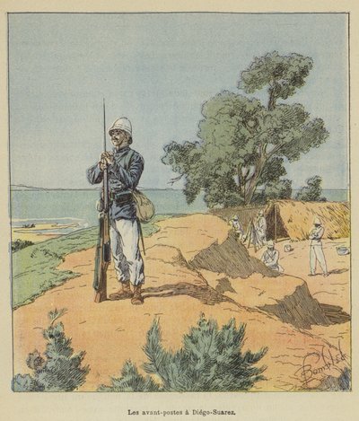 Forposterne i Diego-Suarez af after Louis Charles Bombled