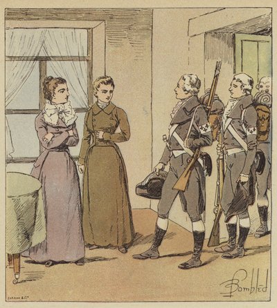 De unge piger fra Verdun og soldaterne fra Condes hær af after Louis Charles Bombled