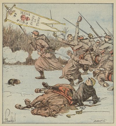 De pavelige zouave angriber Loigny af after Louis Charles Bombled