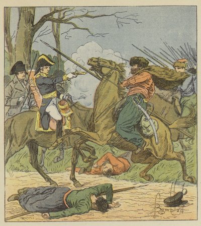 Napoleon overraskede i Brienne af kosakkerne af after Louis Charles Bombled