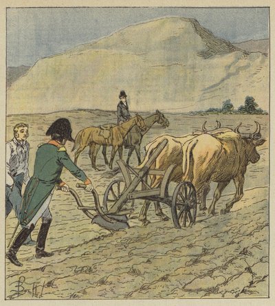 Napoleon tegner en fure med ploven af after Louis Charles Bombled