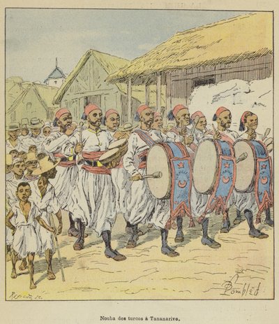 Nouba des turcos i Antananarivo af after Louis Charles Bombled