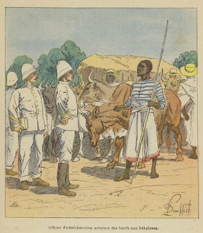 Administrationsofficer køber okser fra Sakalaves af after Louis Charles Bombled