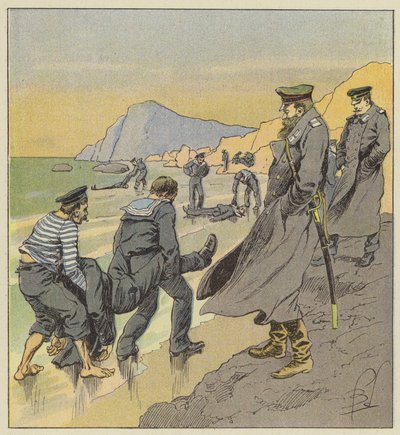 Genoparbejdning af ligene af Petropawlosk-søfolkene af after Louis Charles Bombled