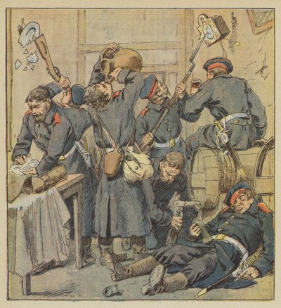 Plyndringsscene i Saint-Calais af after Louis Charles Bombled