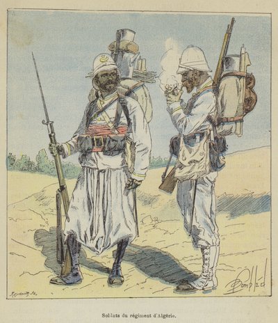 Soldater fra det algeriske regiment af after Louis Charles Bombled