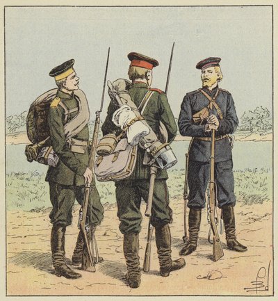Russiske soldater i felttogstøj af after Louis Charles Bombled