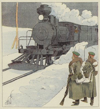 Militærtog på Transsibirien af after Louis Charles Bombled