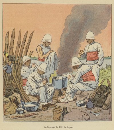 En 200. linje bivuak af after Louis Charles Bombled