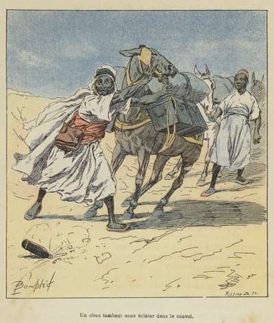 En granat falder uden at eksplodere i konvojen af after Louis Charles Bombled