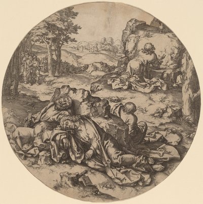 Kristus ved Oliebjerget af after Lucas van Leyden