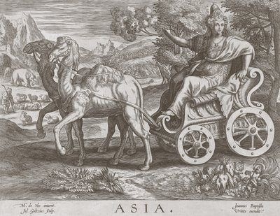 Asien fra De fire kontinenter, pub. C 1588-89 af after Maarten de Vos
