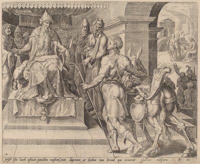 David bringer gaver fra sin far til Saul af after Maerten van Heemskerck