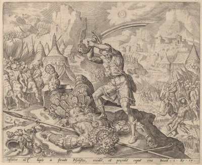 David skærer Goliats hoved af af after Maerten van Heemskerck