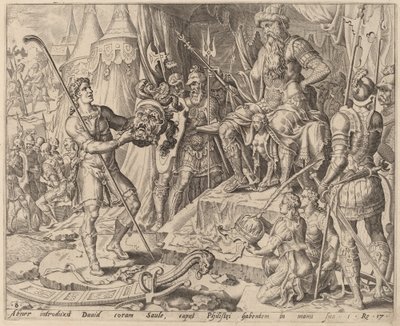 David med Goliats Hoved foran Saul af after Maerten van Heemskerck