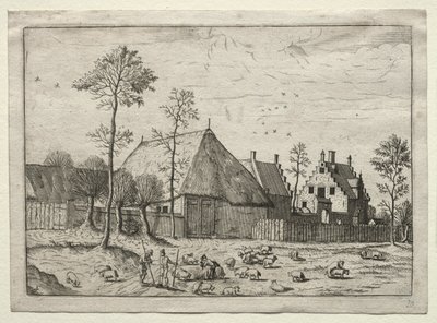 Udsigt over landsbyer i Brabant og Campine: Hyrder med flok af after Master of the Small Landscapes