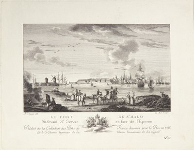 Sankt Malo havn (Le port de St. Malo) af after Nicolas Marie Ozanne