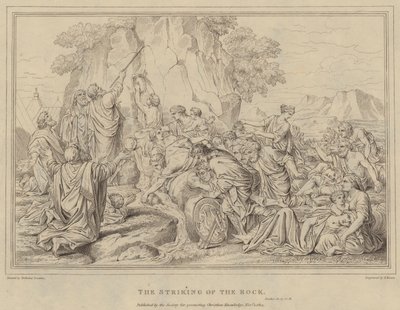 Slå på klippen, Anden Mosebog af after Nicolas Poussin