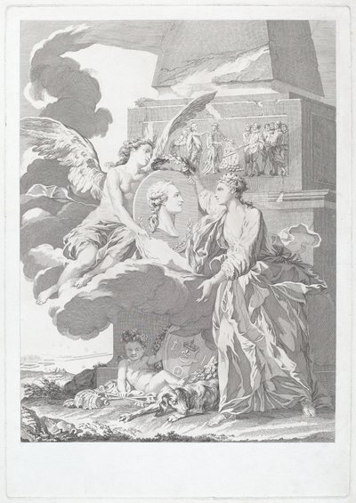Allegorisk portræt af Pierre Buirette de Belloy af after Nicolas René Jollain Louis Simon Lempereur