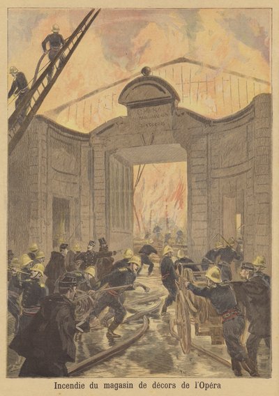 Brand i sceneriet i Paris Opera af after Oswaldo Tofani