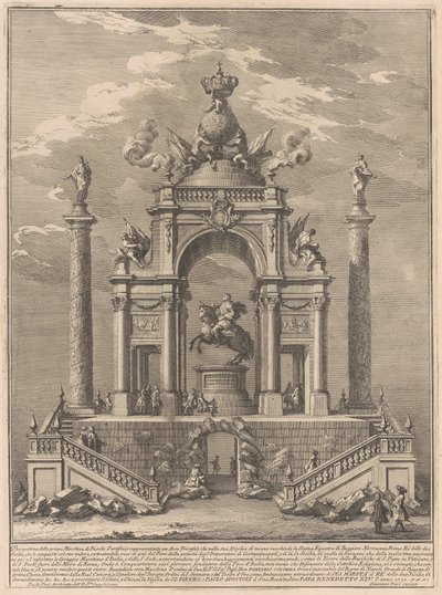 Prima Macchina for Chinea af 1751: Triumfbue for Roger I af Sicilien af after Paolo Posi Giuseppe Vasi